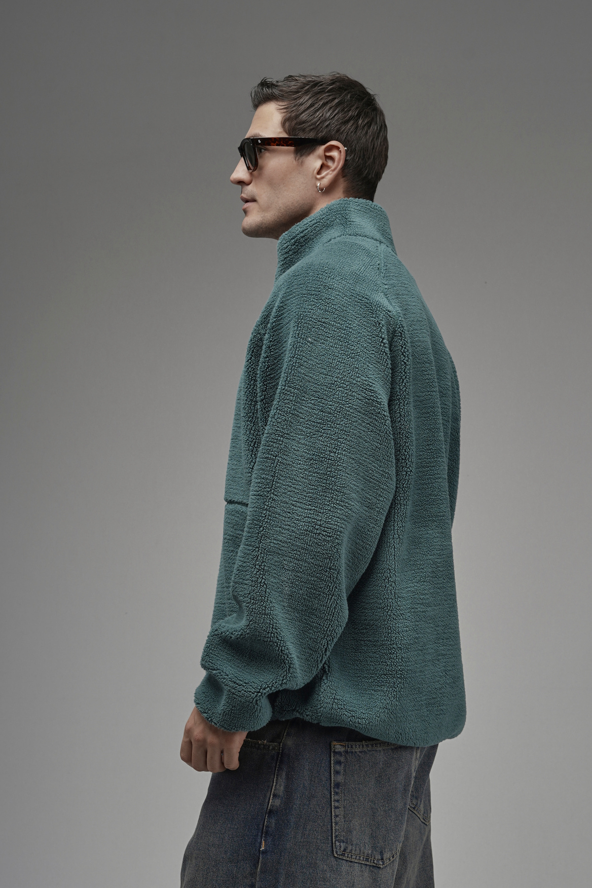 Butik  Trend Biz Oversize Yarım Fermuarlı Dik Yaka Peluş - Görsel 5