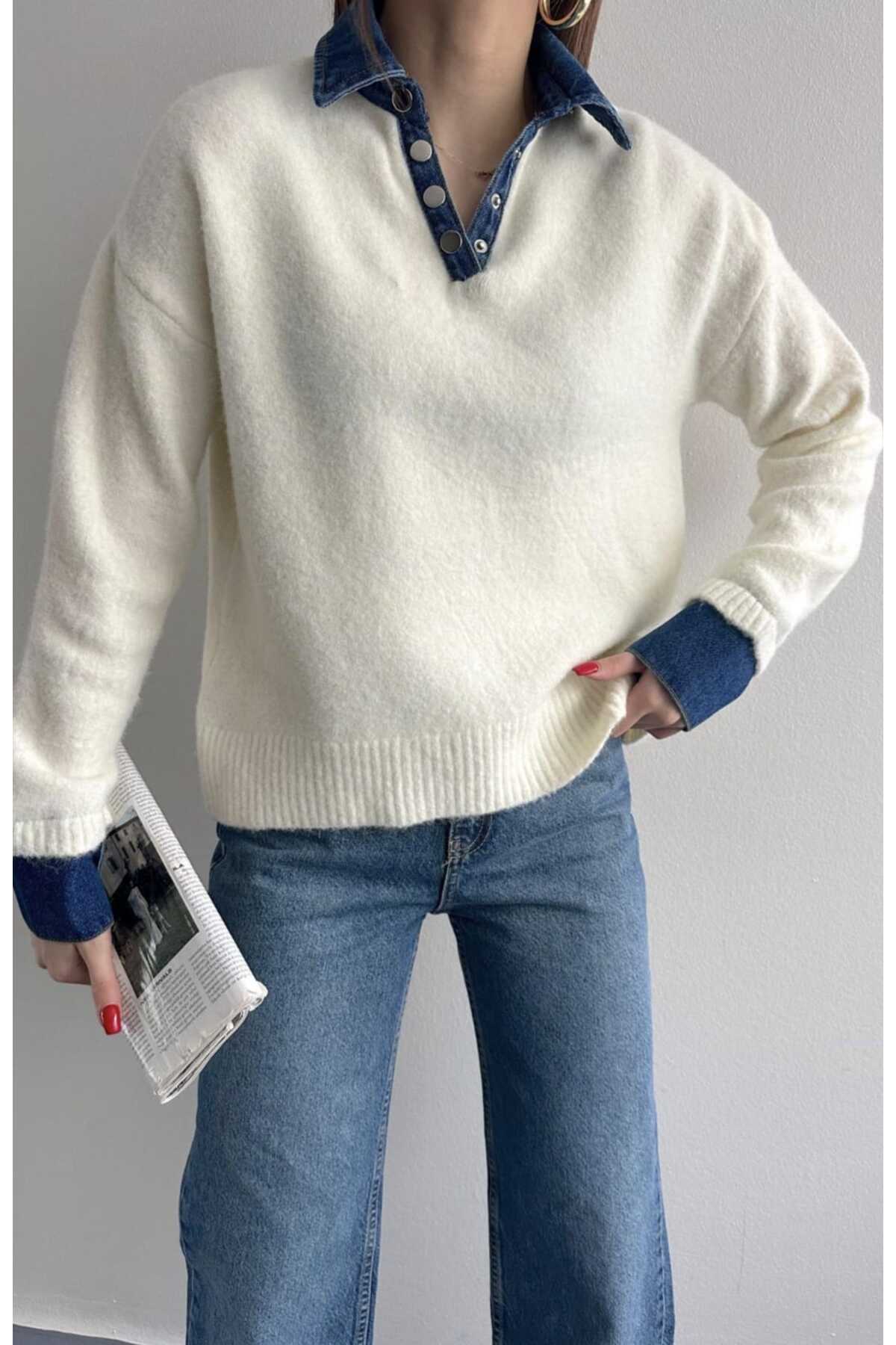yeditepe fashion Jean Garnili Yumuşak Dokulu Triko görsel 2