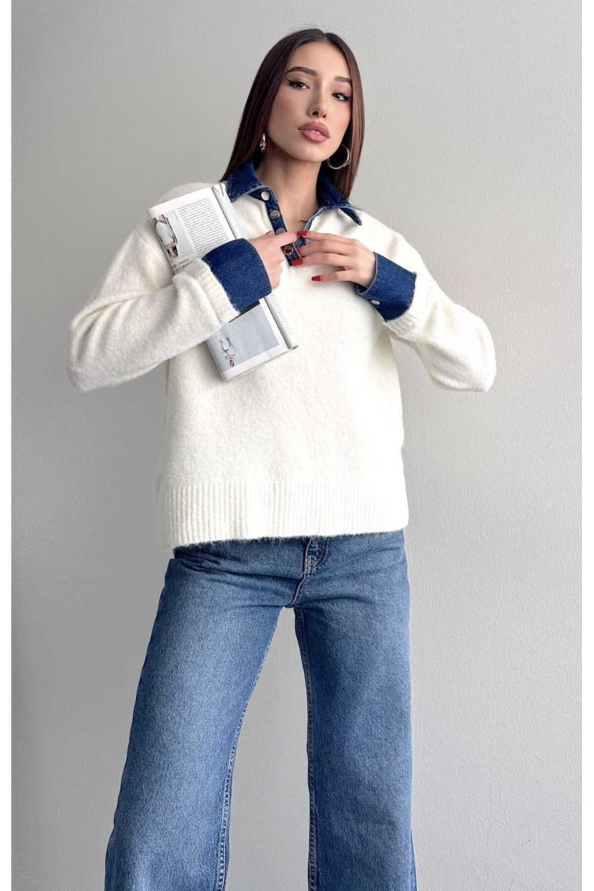 yeditepe fashion Jean Garnili Yumuşak Dokulu Triko görsel 3