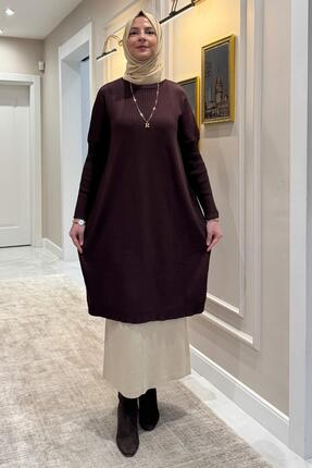 Rabia Şamlı Dora Triko Tunik Acı Kahve