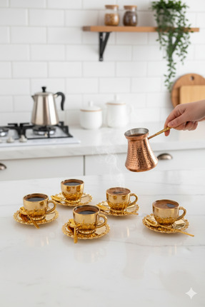 Fiyakalı Ürünler Atölyesi Aura CAM Kahve Fincan Seti 6 Kişilik 12 Parça Türk ...