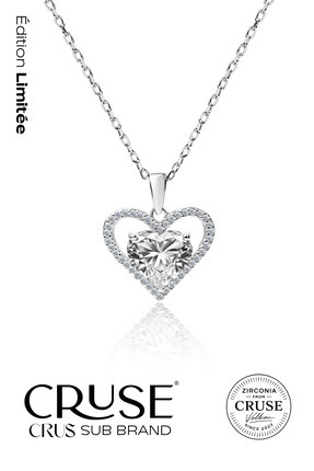 Cruse 925 Ayar Gümüş İç İçe Kalp Taşlı Kolye 18 Ayar Beyaz Altın Kaplama