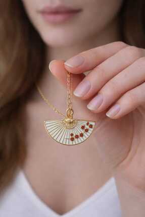 BESMYAR JEWELS Gold Yelpaze Gül Motifli Kolye – Zarif Tasarım Kadın Kolyesi |...