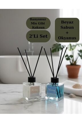 misra home collection 100ML 2'Li Set Beyaz Sabun-Okyanus Kokusu Çubuklu Oda K...