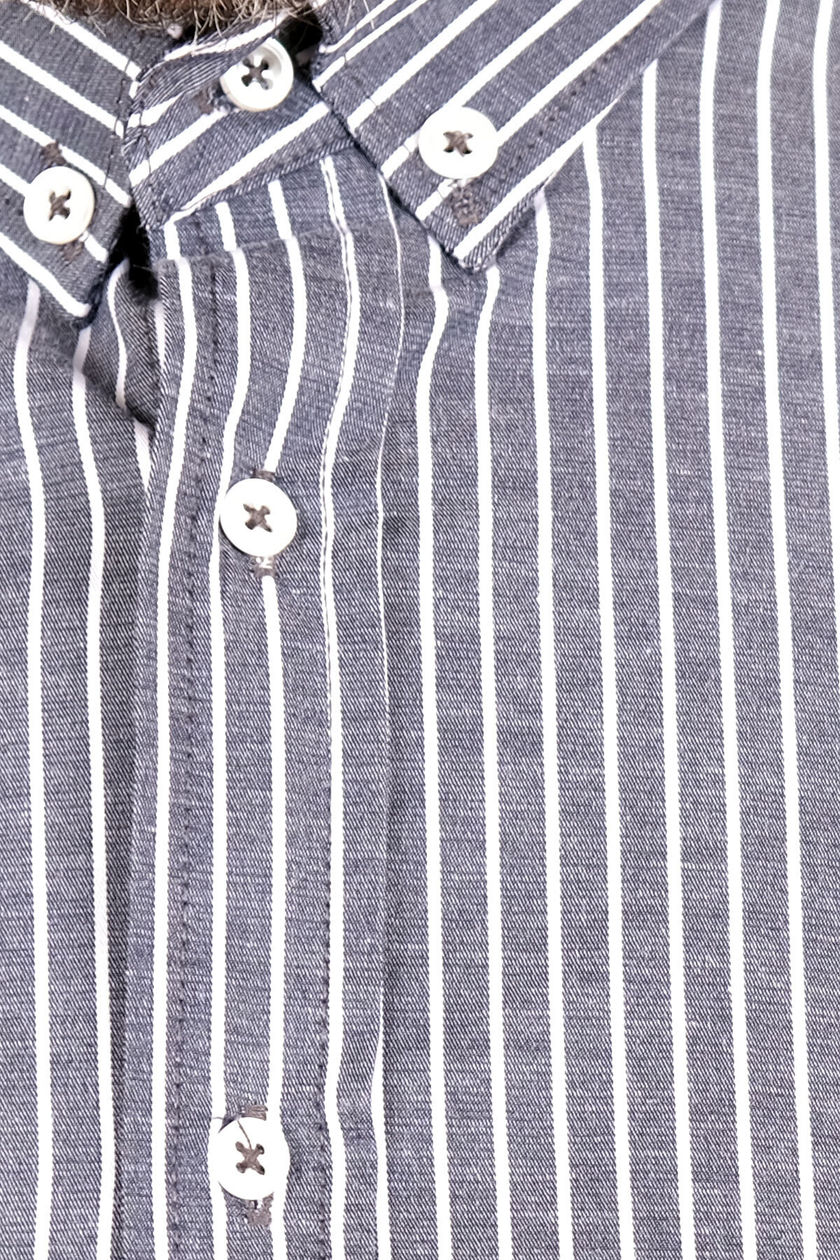 ModeXL Mode XL Büyük Beden Erkek Saten Çizgili Gömlek 20399 görsel 5