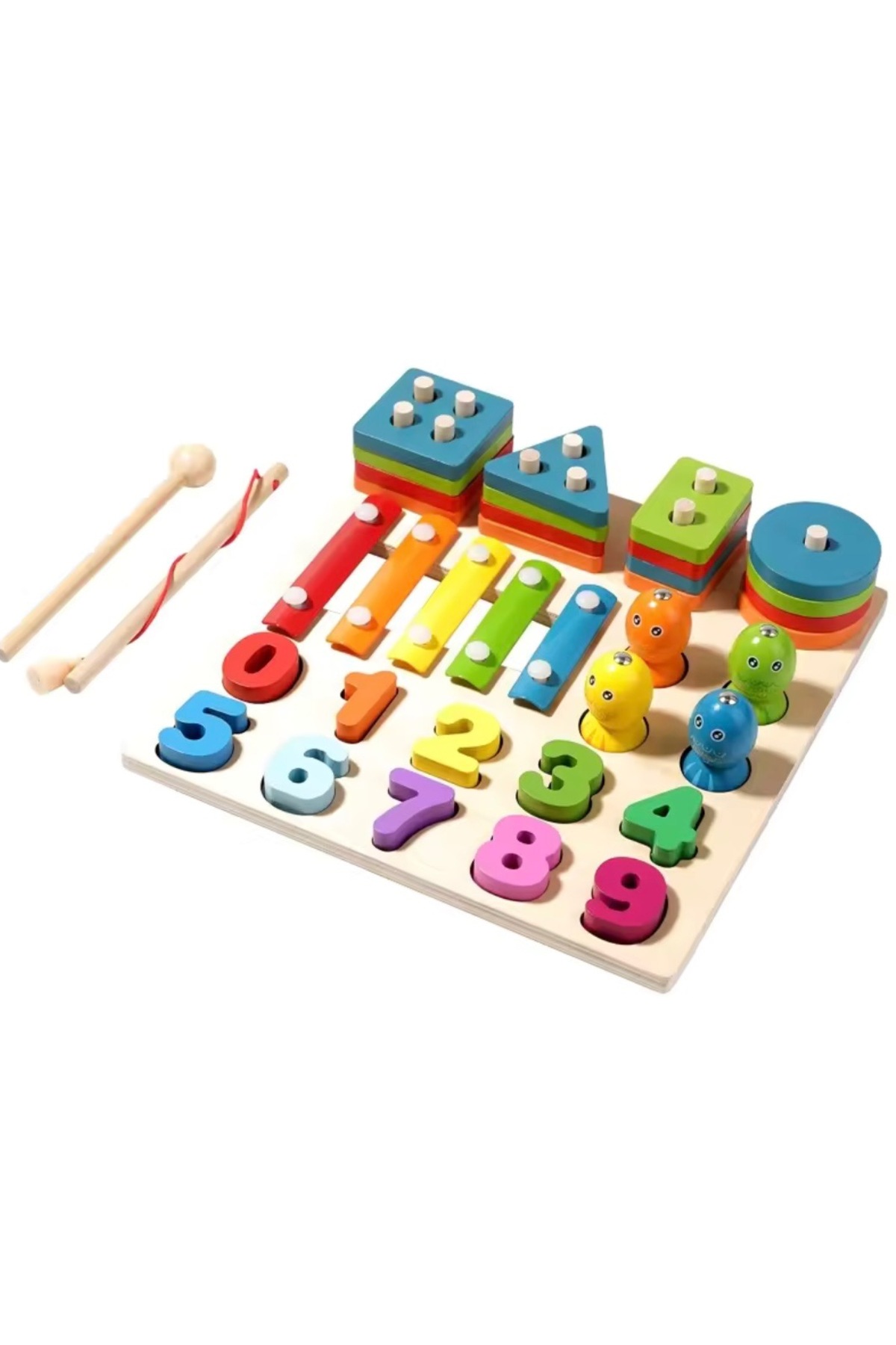 تخته فعالیت چوبی چندکاره با بازی ماهیگیری مغناطیسی