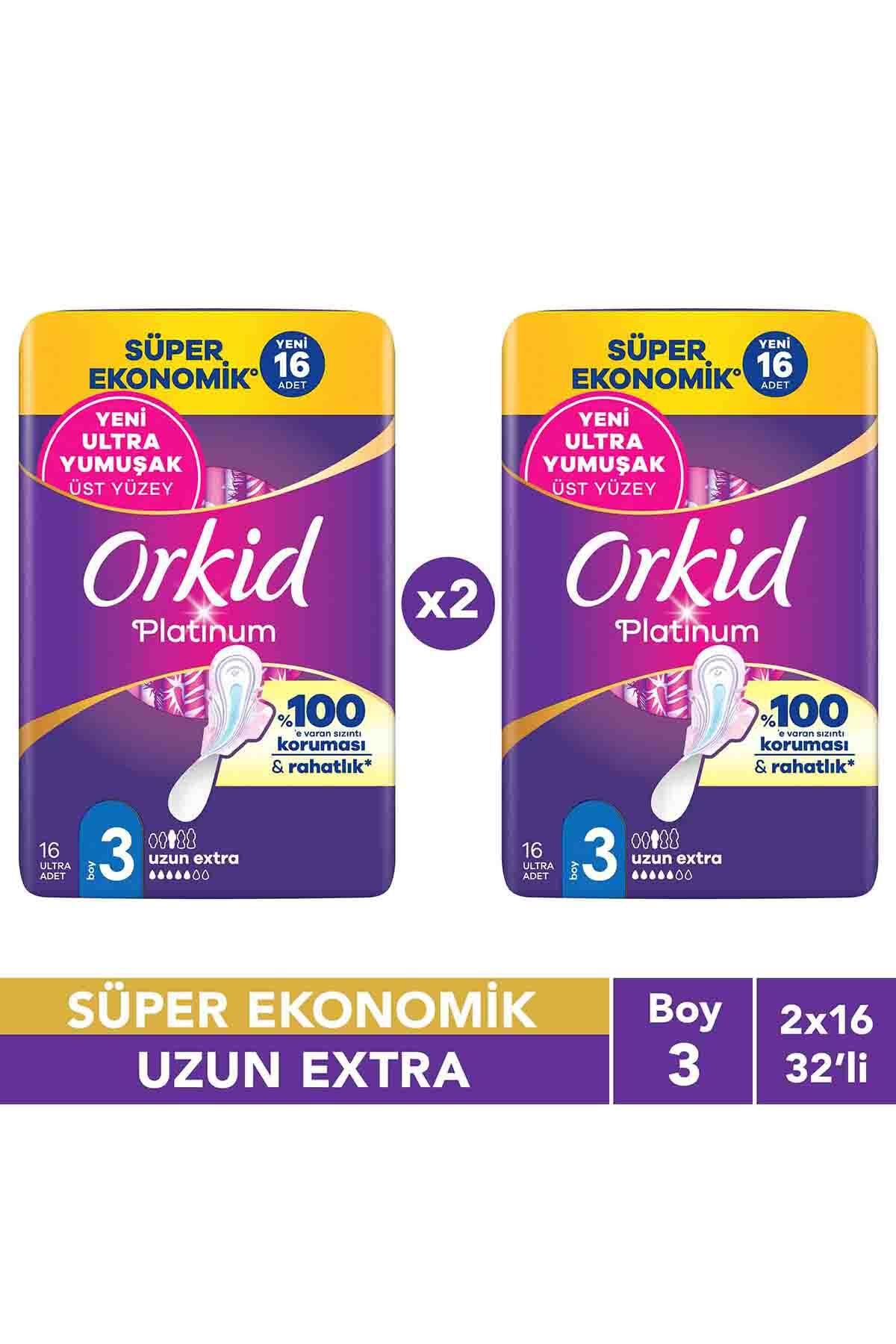 Orkid Platinum Uzun Extra (Boy 3) 16 Adet Süper Ekonomik Hijyenik Ped x2 - Fiyatı, Yorumları