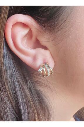 Aytozu Takı ve Aksesuar XUPİNG TEK GİRİŞ ÇOKLU DAMLA TAŞLI GOLD KÜPE