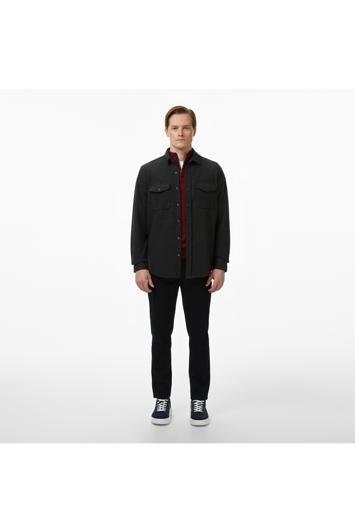 Nautica  Erkek Bordo Classic Fit Kazak - Görsel 3