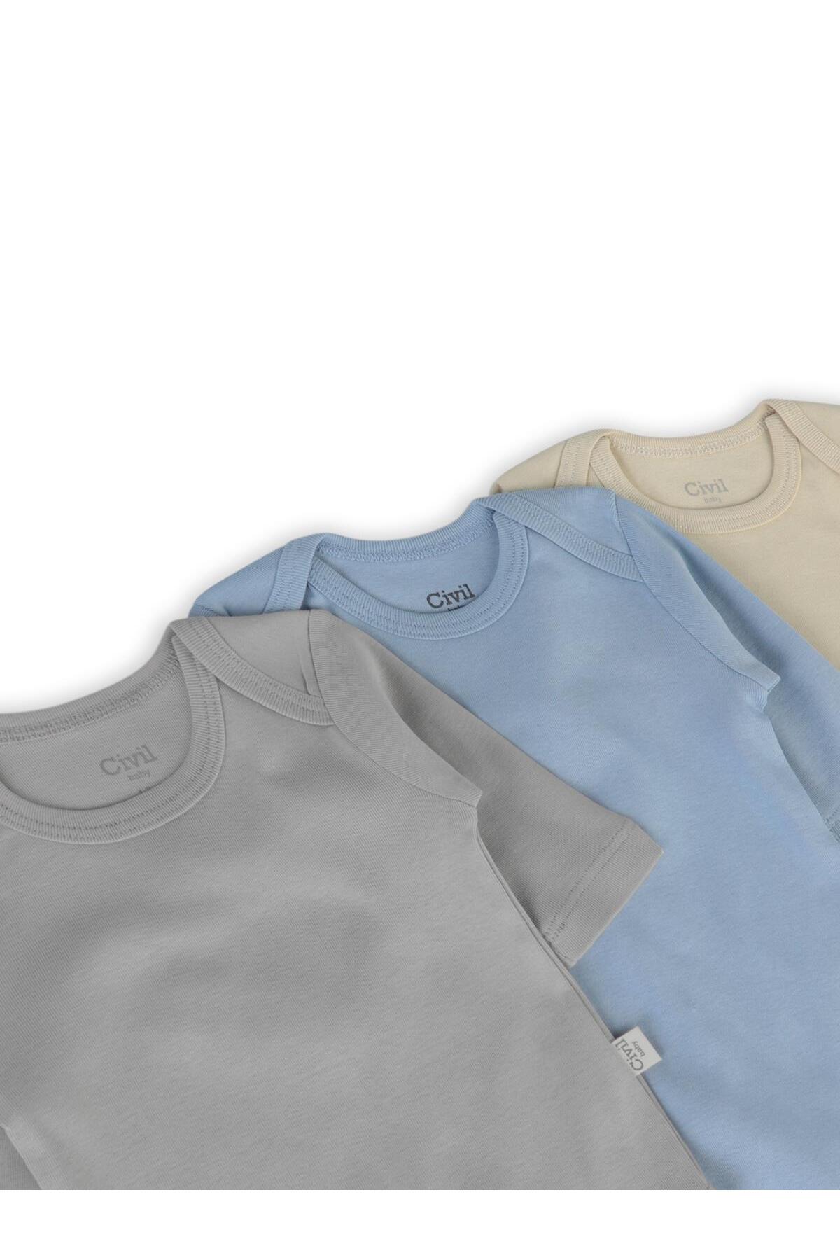 Civil Baby Basıc 3 Lü 0-36 Ay Çıtçıtlı Badi - Kahverengi 18-24 Ay fotoğrafı 5 (önizleme)