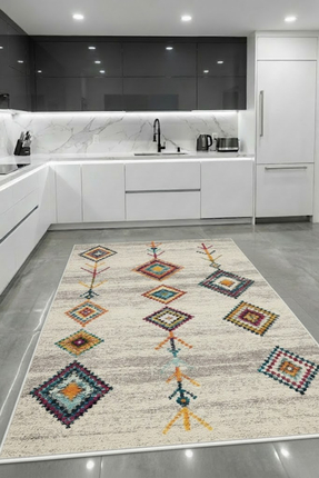 CENTER AVM Renkli Halı Leke Tutmaz Mutfak Halısı Makinede Yıkanabilir Kaymaz ...