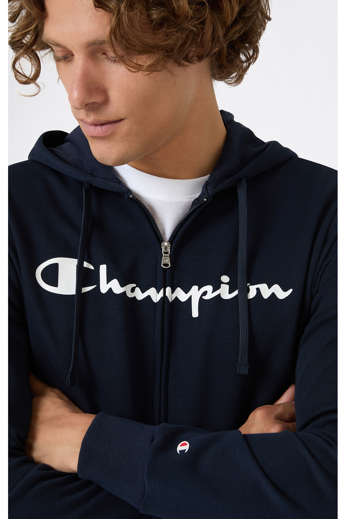 Champion Full Zip Hoodie Sweatshirt Men's Navy Blue Sweatshirt