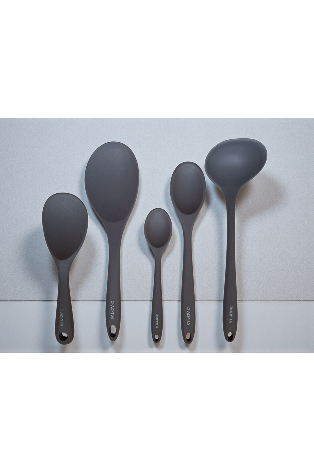 Non-flammable, non-stick, non-scratch 100% silicone 5-piece spoon ladle set