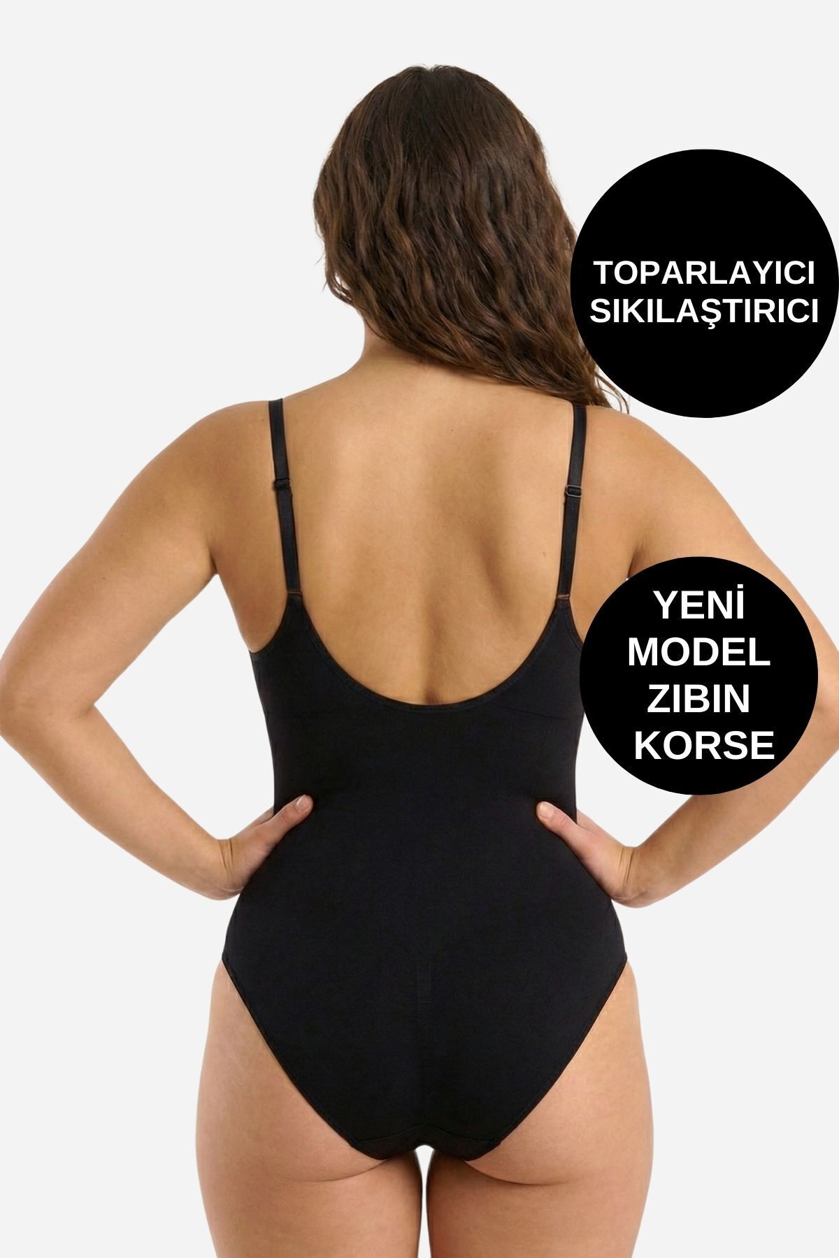 ALEXANDER HUD Kadın Sıkılaştırıcı Body Korse Siyah Renk Çıtçıtlı Toparlayıcı Askılı Şekillendirici İç Giyim Zıbın görsel 7