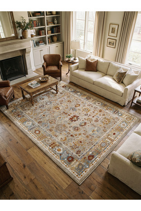 Rose'n Home Arte VN016 Vintage Klasik Desenli Dekoratif Şönil Halı Salon Kori...