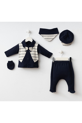 ATELİER GİZEM Erkek bebek smokin detaylı mevlüt takımı 5’li set