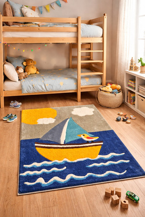 Ekim Tufting El Yapımı Tufting Tasarım Halı Gemi Kuş Tema