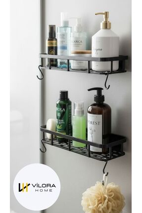 VİLORA HOME Kendinden Yapışkanlı 2Lİ Banyo Rafı Organizeri ( 4 ADET ASKI HEDİ...
