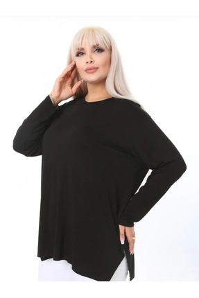 Ciao Pamuklu viskon uzun kollu büyük beden tişört