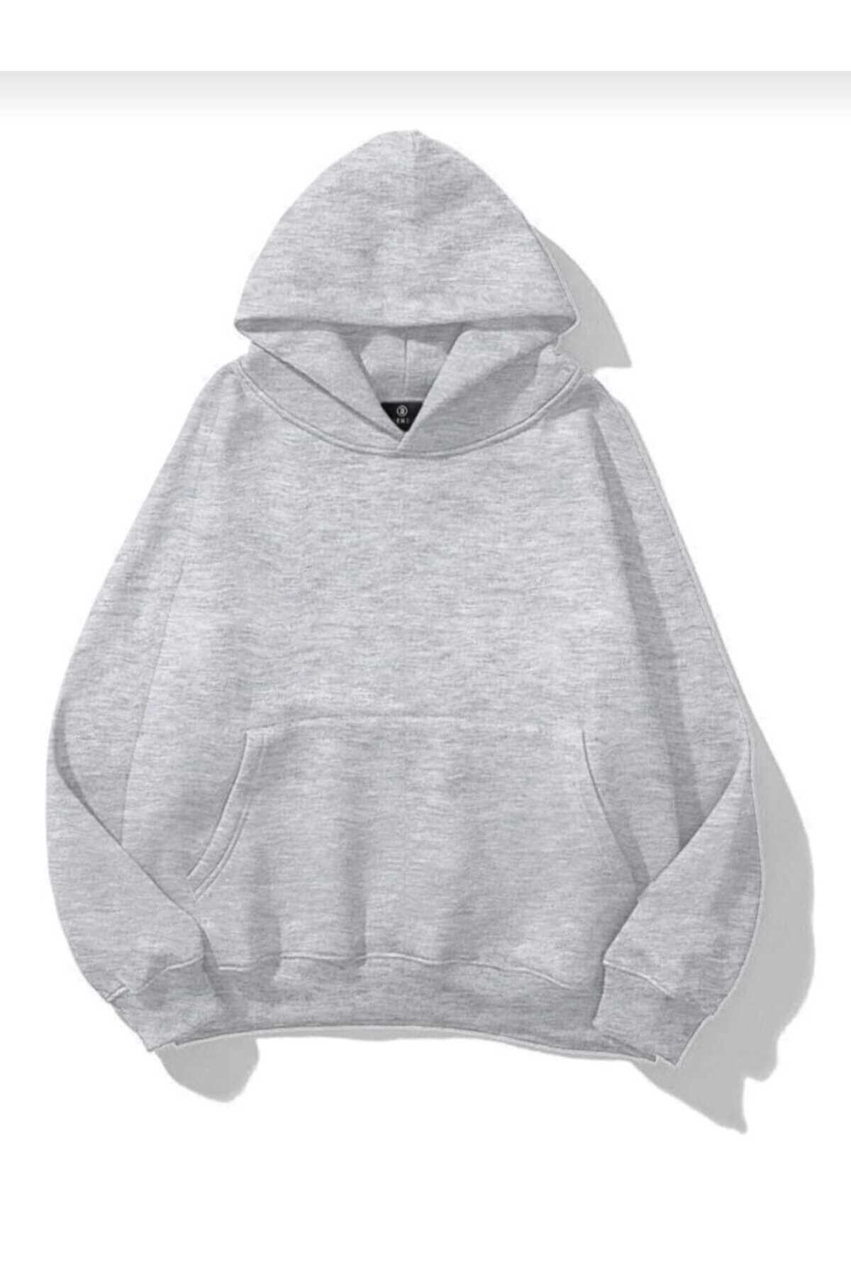 COHERENT Unisex Erkek/Kadın Renkli DÜZ Özel Baskılı Pamuklu Oversize Kapüşonlu Sweatshirt