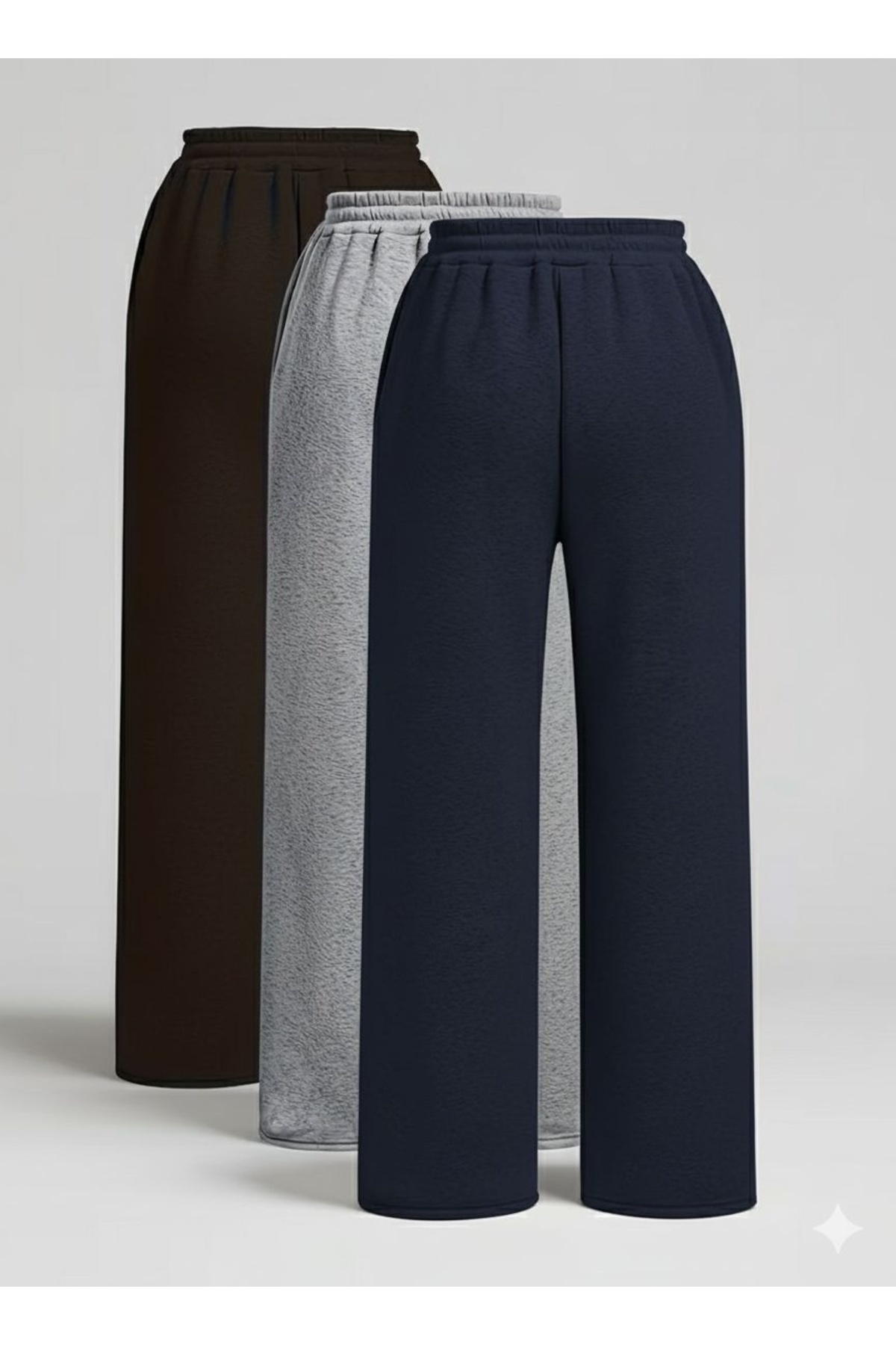 LOSMARY  ÜÇ ADET ÖNÜ ÇIMALI SİYAH GRİ LACİVERT DÜZ PAÇA EŞOFMAN ALTI - Görsel 2