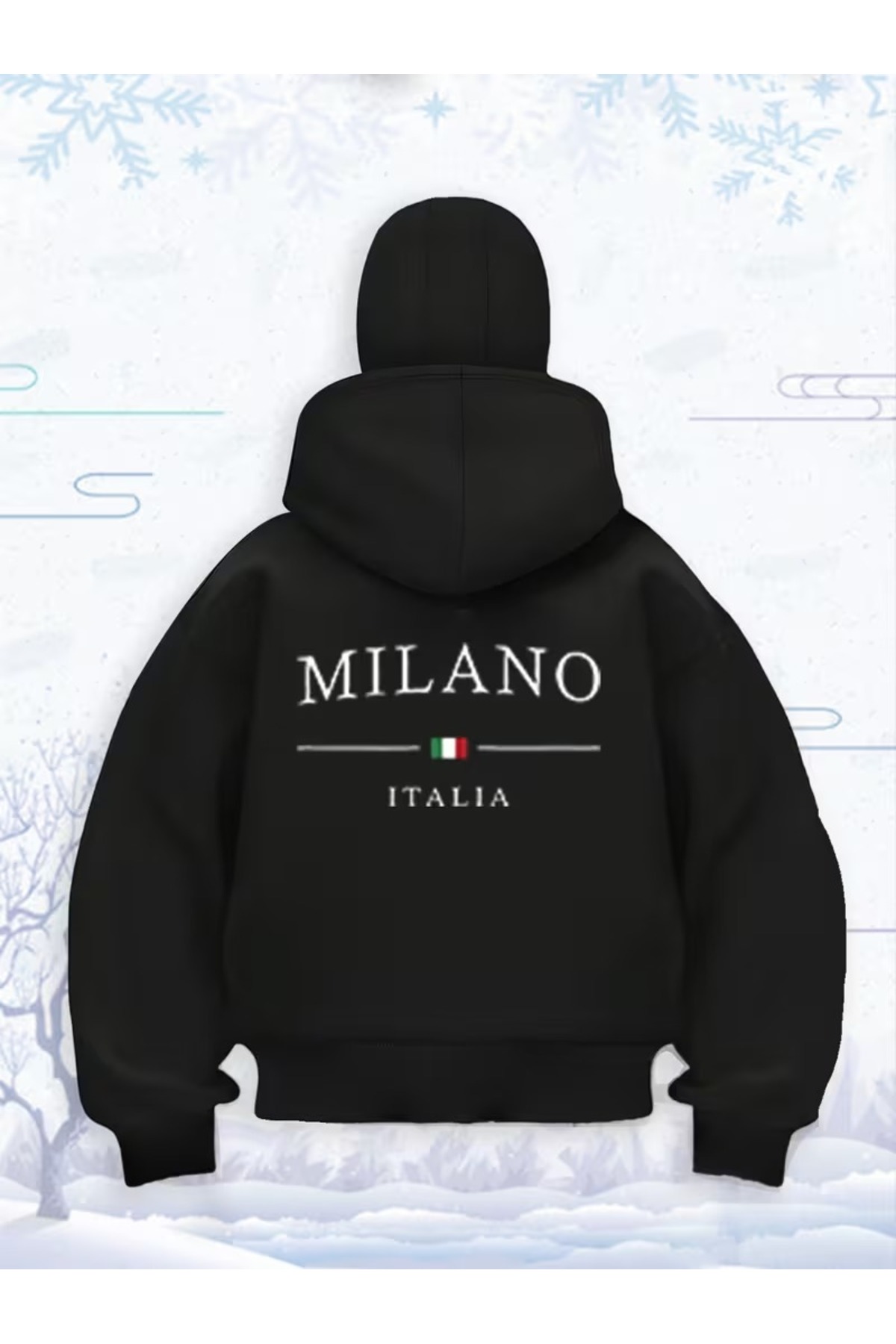 LAND MODA Kar Maskeli Ninja Unisex Sweatshirt Hırka 2iplik kalın polar görsel 2