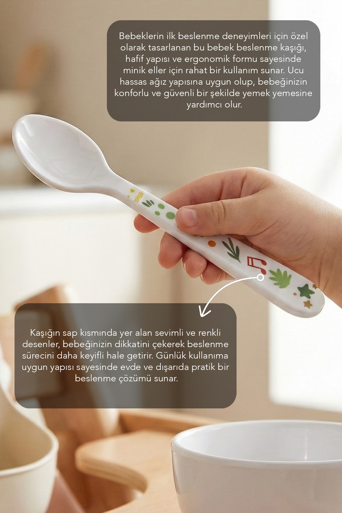 Meleni Baby Figürlü Melamin Kaşık - Çocuk Bebek Beslenme Mama Kaşığı Alıştırma Kaşığı fotoğrafı 2 (önizleme)