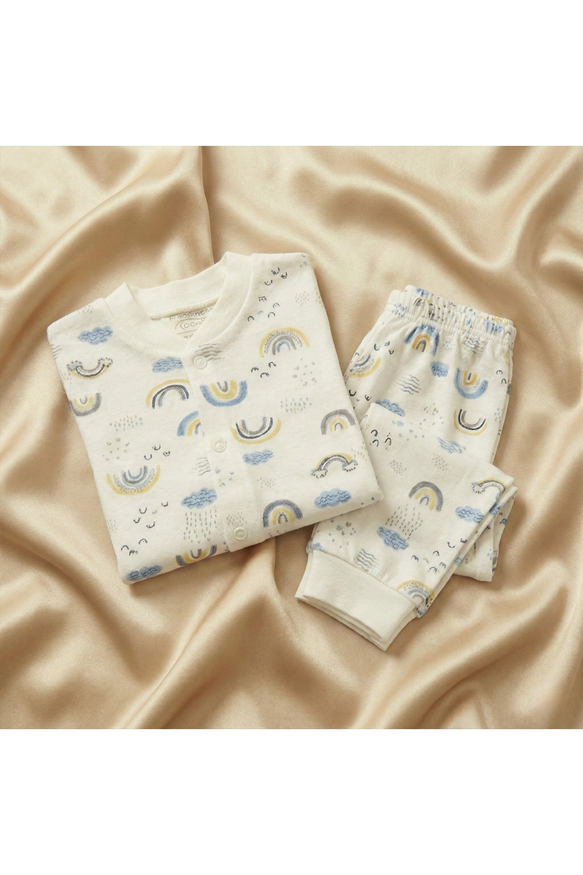 minniobaby %100 Pamuklu Gökkuşağı Desenli Bebek Pijama Takımı fotoğrafı 3 (önizleme)