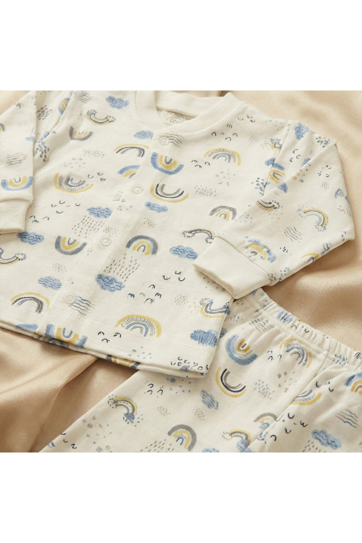 minniobaby %100 Pamuklu Gökkuşağı Desenli Bebek Pijama Takımı fotoğrafı 2 (önizleme)