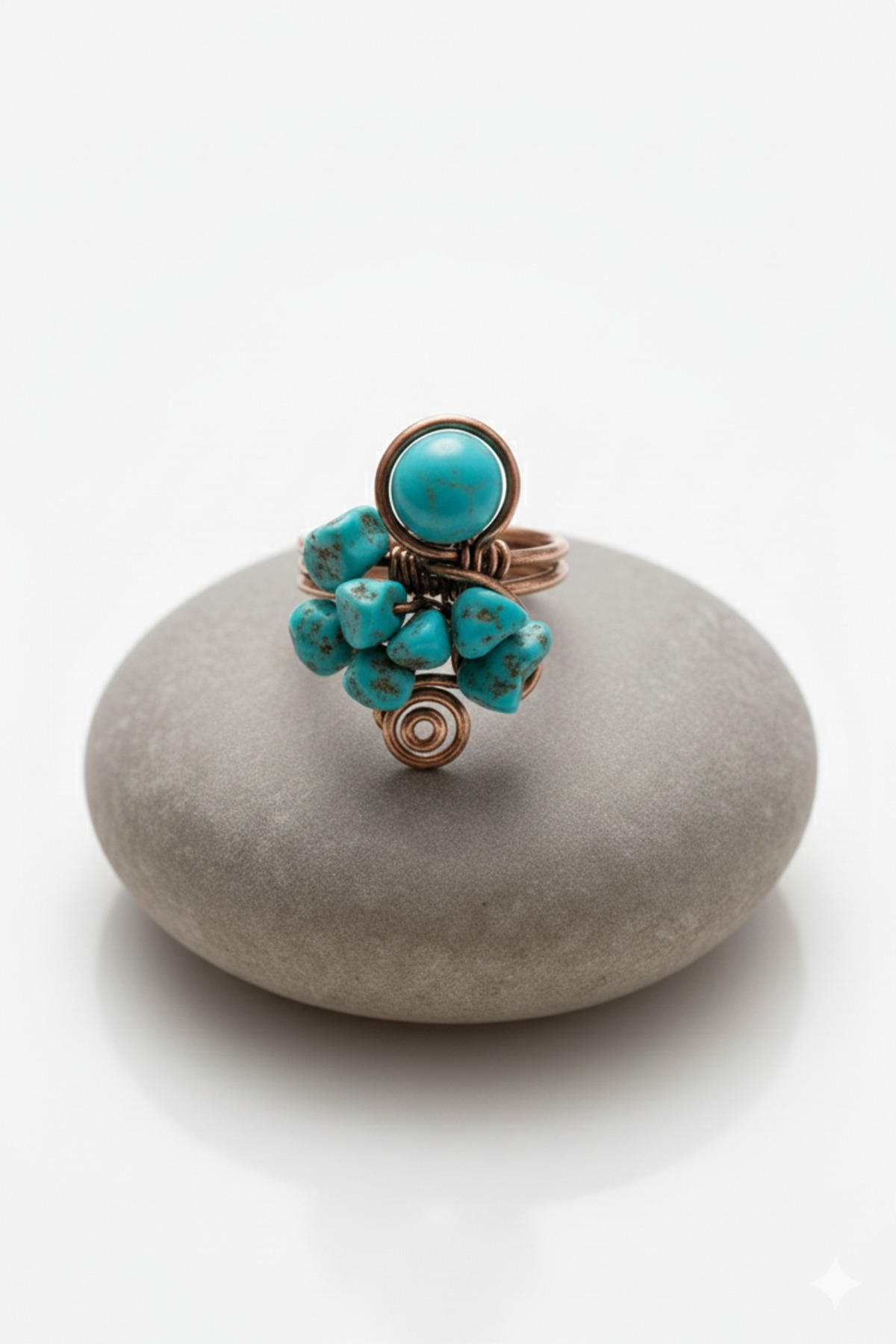 Turquoise Broken Natural Stone Adjustable Ring