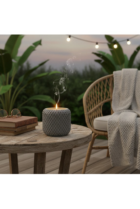 FREE AND ART Geometrik Dokulu El Yapımı Soya Mum Desenli Beton Kapta Koksuz Mum