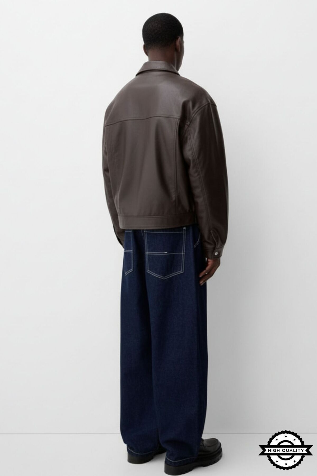 KOCCI  Yeni Sezon Oversize Old Money Tarz Yüksek Kalite Erkek Deri Ceket Mont - Görsel 3