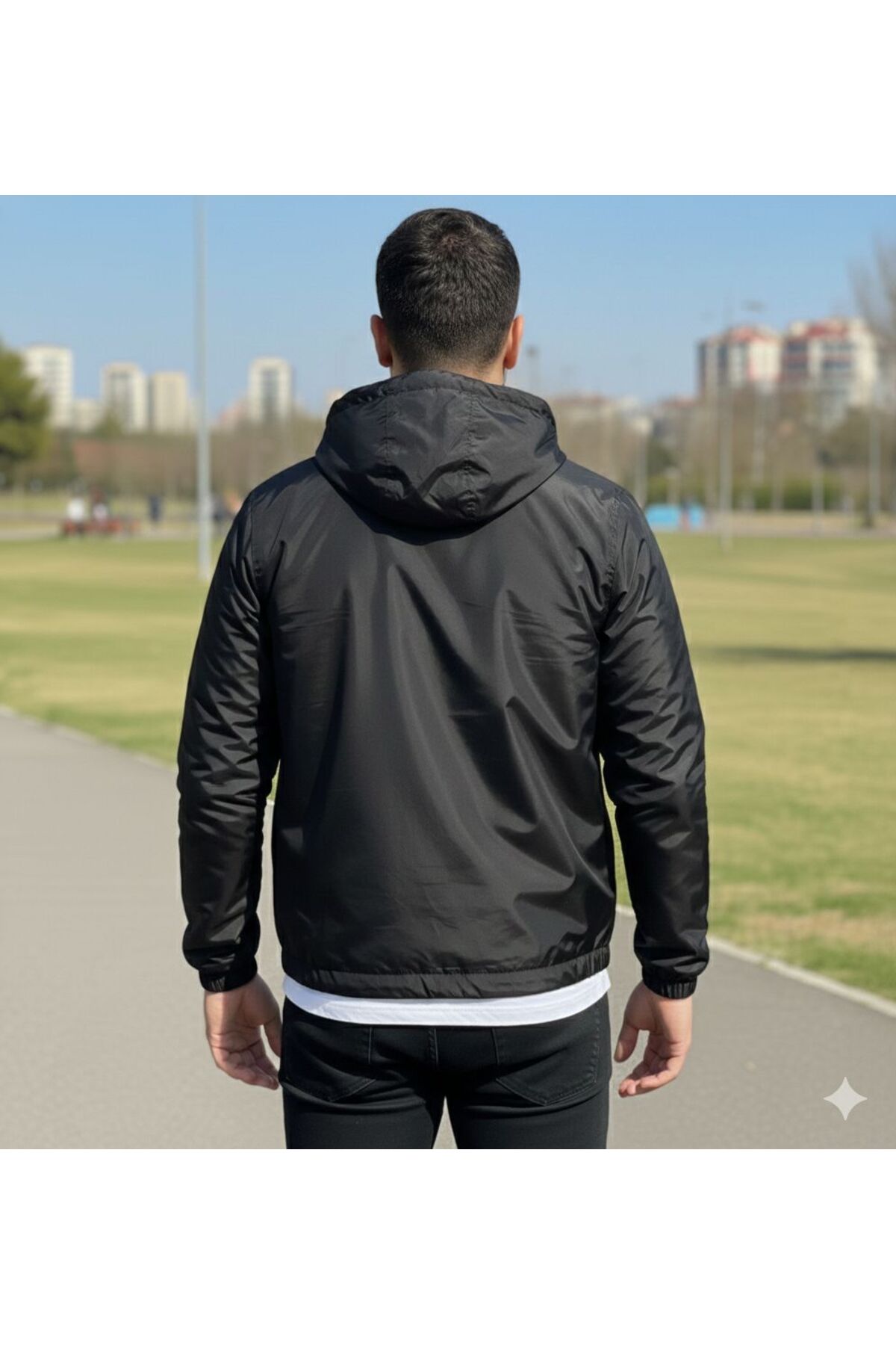 Smoke  Erkek Yağmurluk Kapüşonlu Spor Erkek Mont - Görsel 2