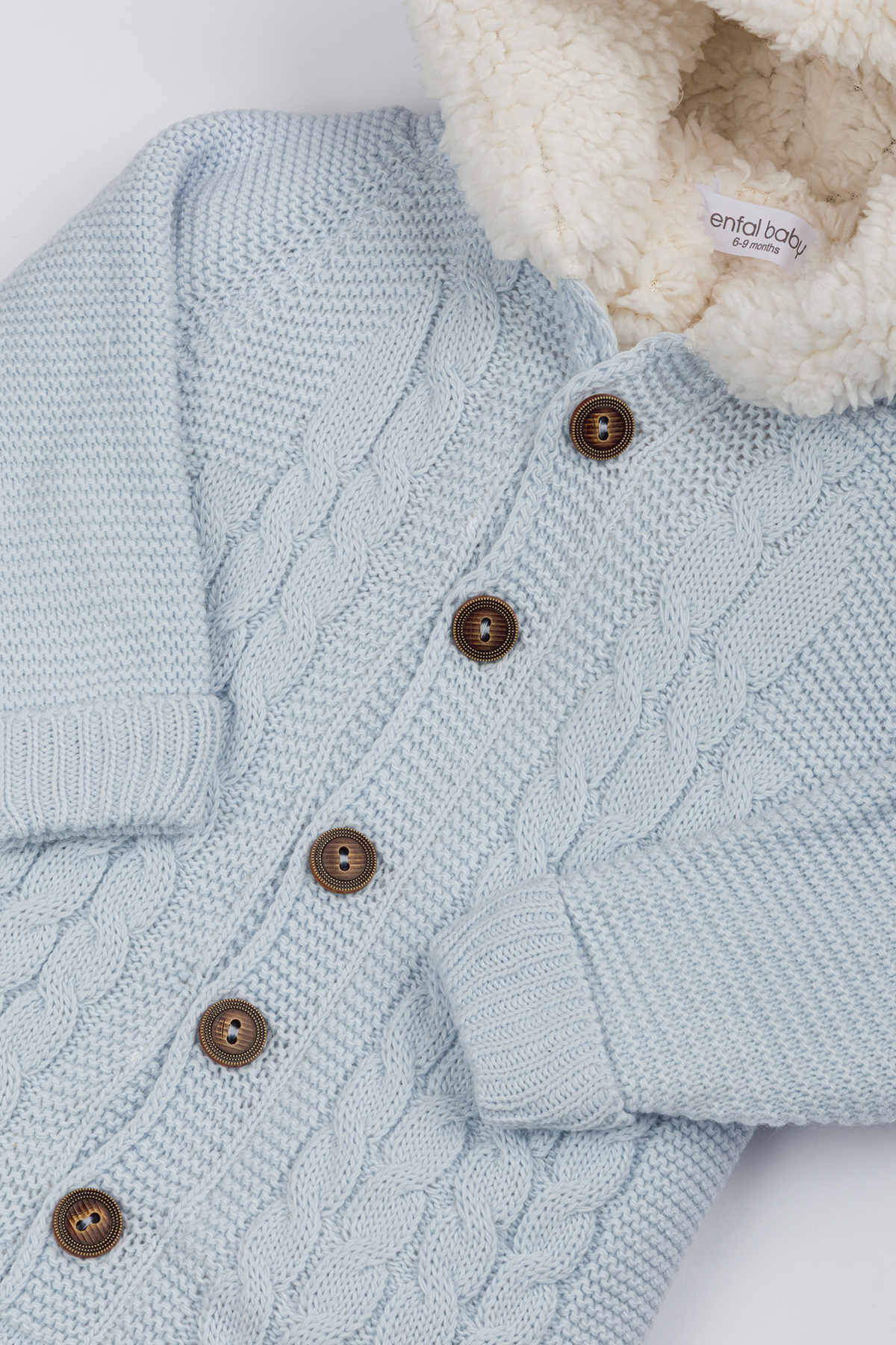 Lui Baby Polarlı Welsoft Kapüşonlu Örgü Desenli Bebek Tulum Kulaklı fotoğrafı 5 (önizleme)