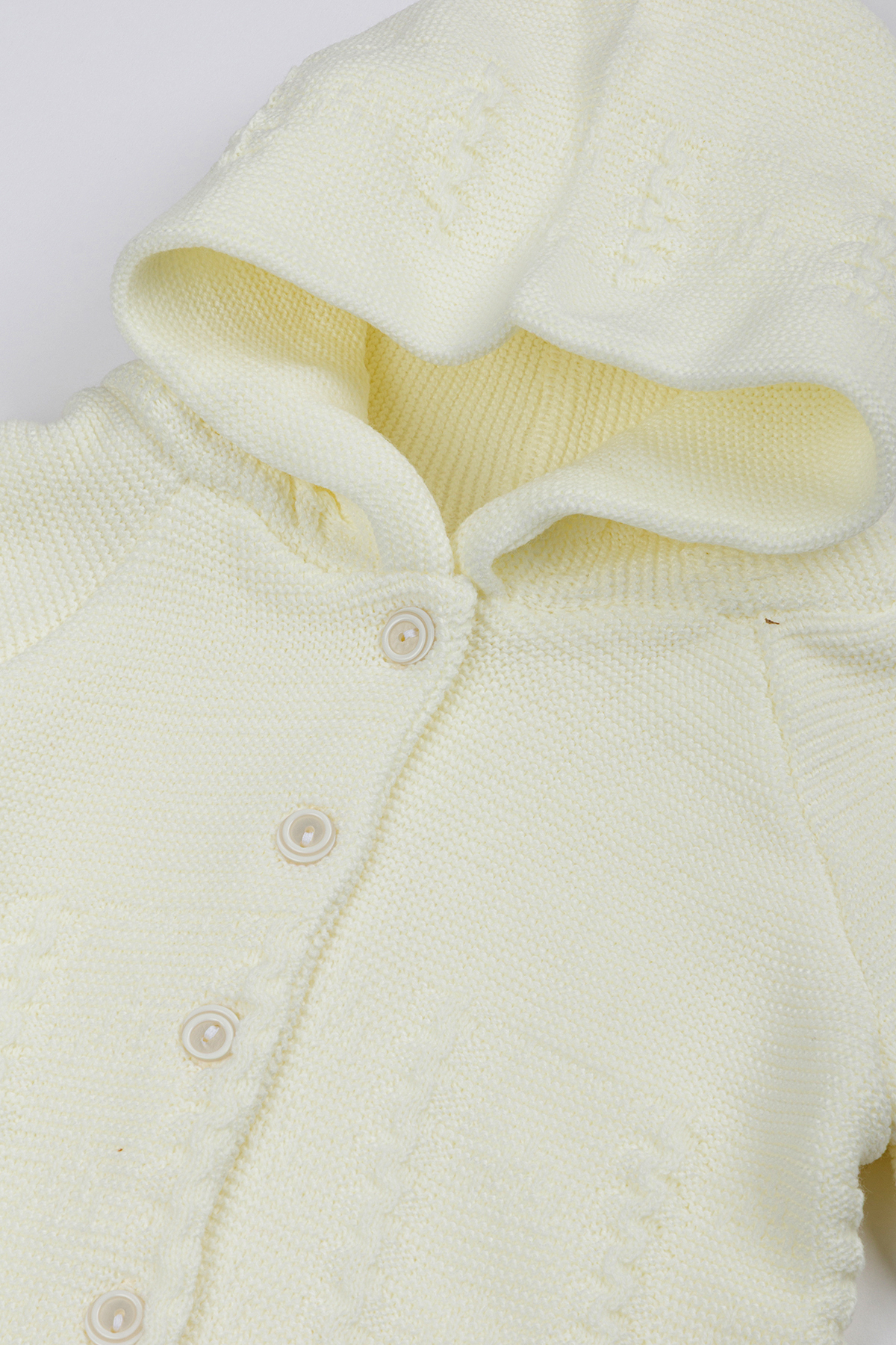 Lui Baby Yenidoğan Kapüşonlu Triko Unisex Ponponlu Bebek Hırka 0/6 Ay fotoğrafı 2 (önizleme)