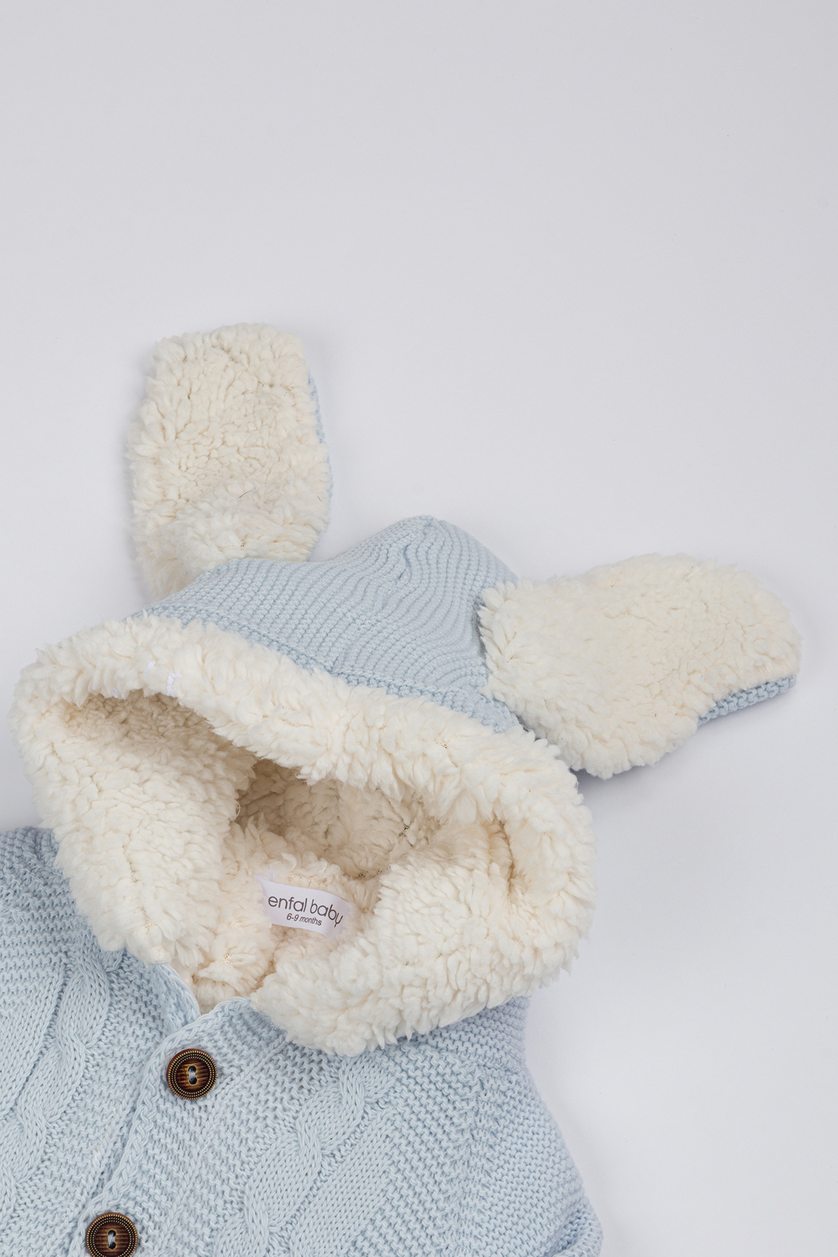 Lui Baby Polarlı Welsoft Kapüşonlu Örgü Desenli Bebek Tulum Kulaklı fotoğrafı 4 (önizleme)