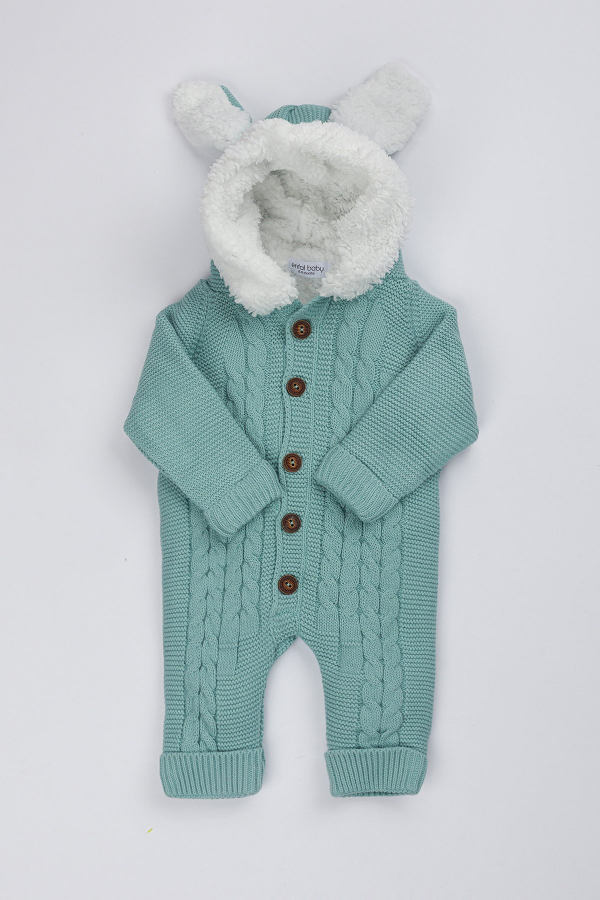 Lui Baby Polarlı Welsoft Kapüşonlu Örgü Desenli Bebek Tulum Kulaklı fotoğrafı 4 (önizleme)