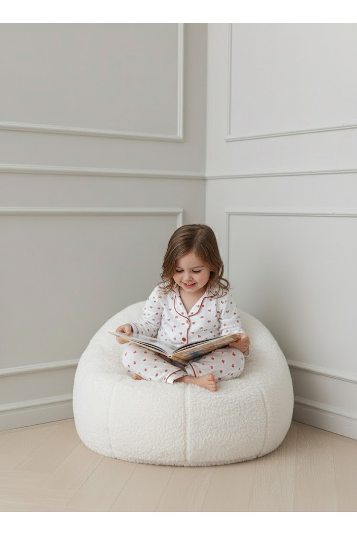 FURYATEX Kız Çocuk %100 Pamuk Organik Çift Katlı Muslin Kırmızı Kalp Desenli 2’li Pijama Takımı fotoğrafı 2 (önizleme)