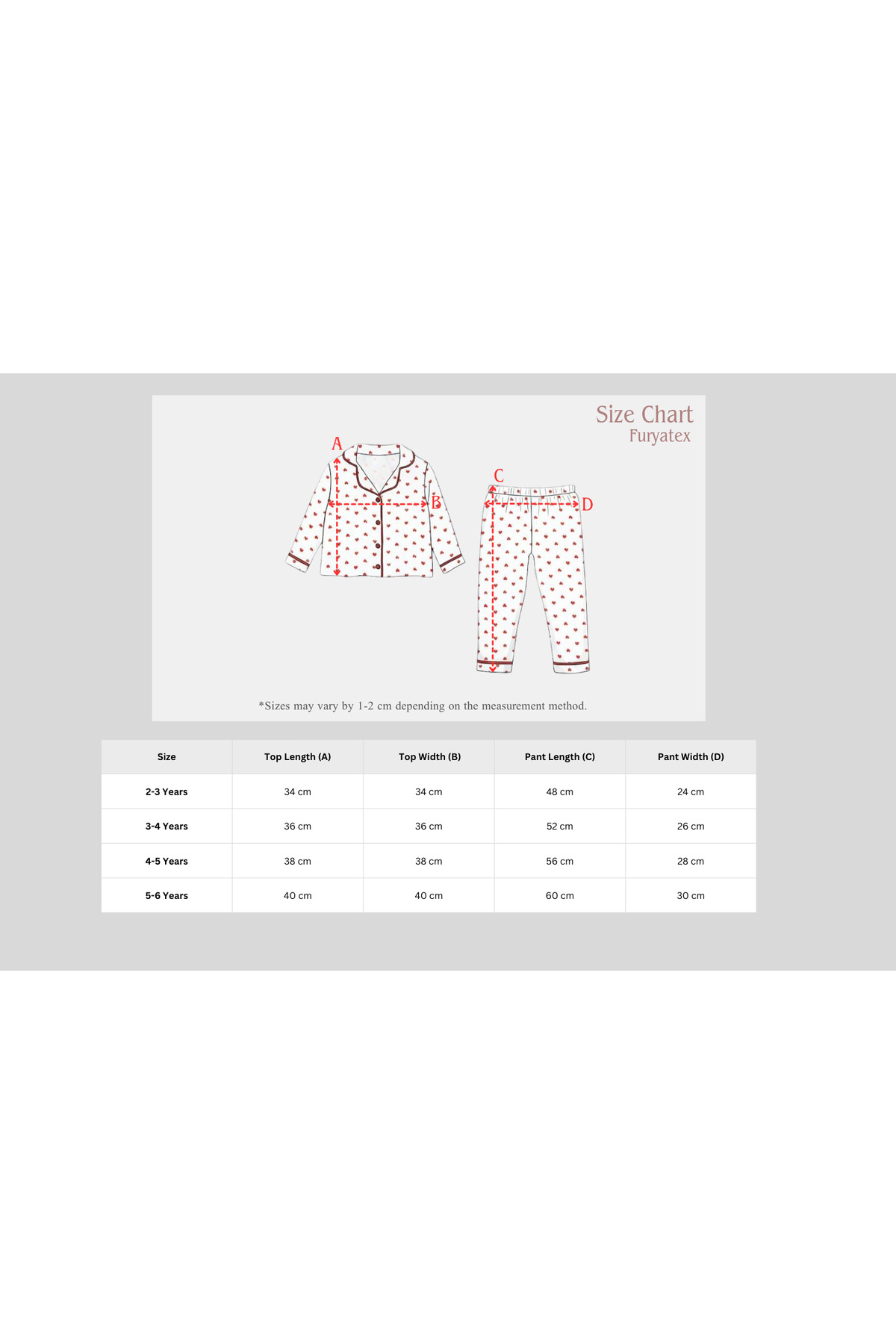 FURYATEX Kız Çocuk %100 Pamuk Organik Çift Katlı Muslin Kırmızı Kalp Desenli 2’li Pijama Takımı fotoğrafı 7 (önizleme)