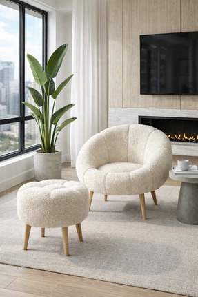 arge demo Daisy Tekli Koltuk Berjer Wellsoft Kırık Beyaz (SALON,BALKON) PAPAT...