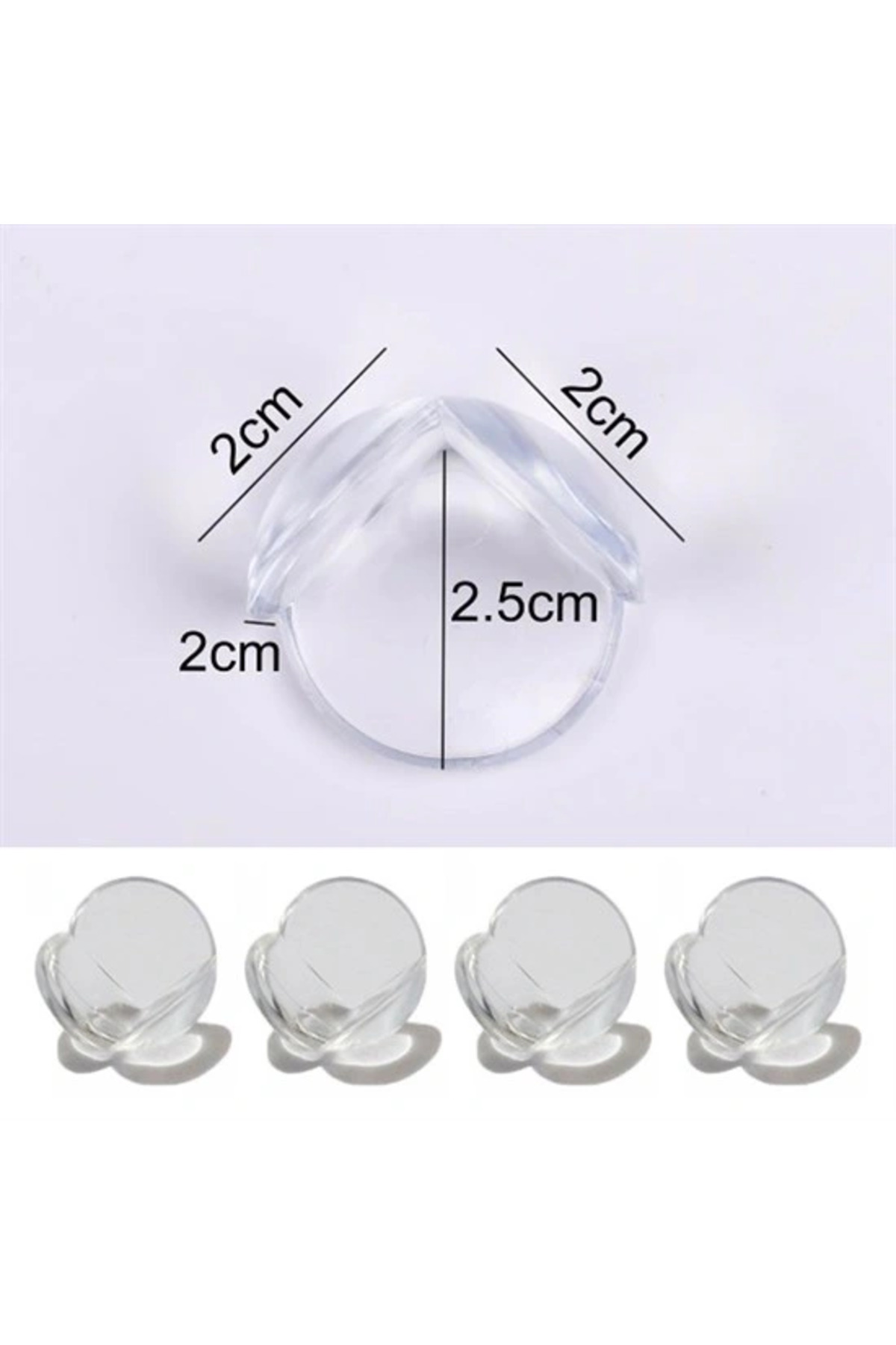 shopwave KRM Bebek Çocuk Yumuşak ve Esnek Dairesel Şeffaf Yapışkanlı Güvenlik Köşe Koruyucu (4 Adet) (5047) K fotoğrafı 4 (önizleme)