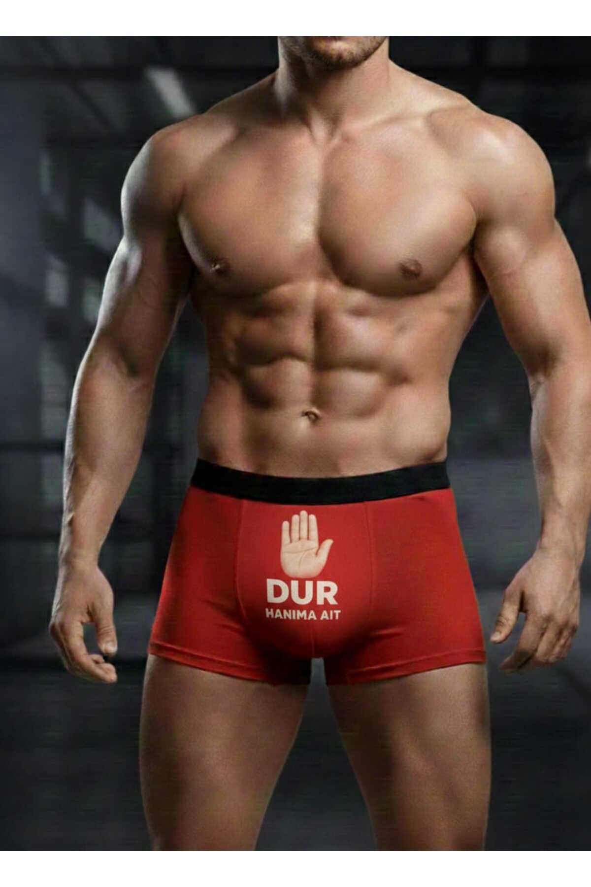 Onudabunuda Baskılı Erkek Boxer Dur Hanıma Ait Kırmızı görsel 2