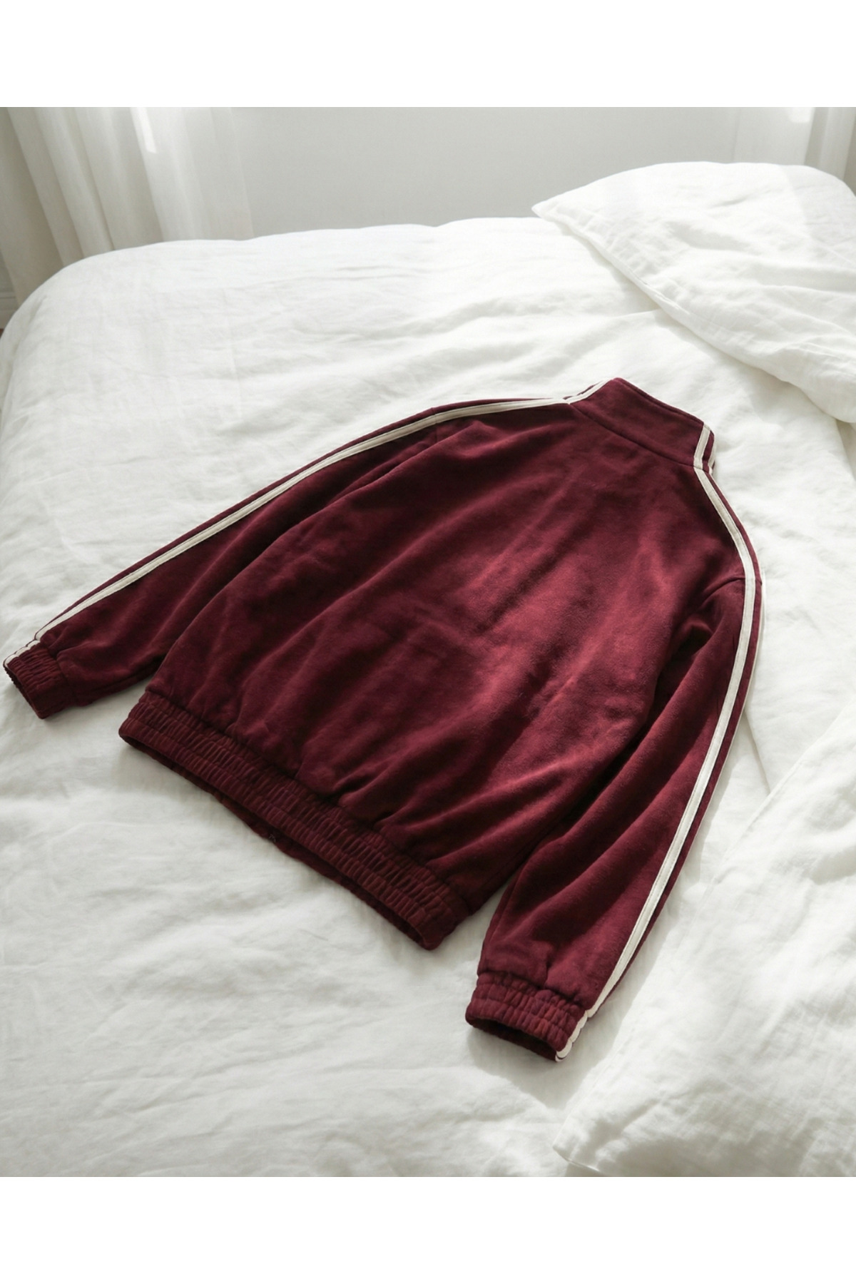 Toum  Çift Çizgili Oversize China Unisex Ceket - Görsel 6