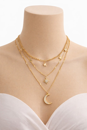 Novamtrend Bohem tarzı çık katmanlı yıldız ve ay kolye