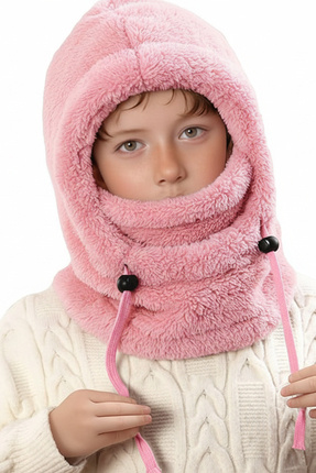 Leiste Kids-Wig Çocuk Kapşonlu Peluş Bere Atkı Polar Welsoft Boyunluk Şalı Rü...