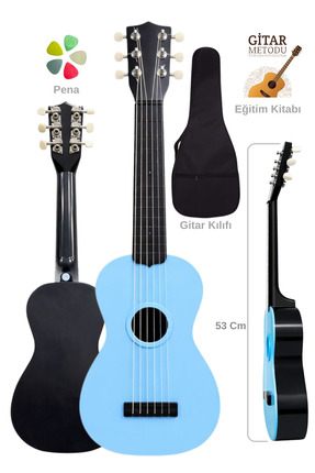 YANKI CG-16BL Oyuncak Gitar Seti 3-11 Yaş Çocuk Gitarı 53cm 6 Telli -Eğitim K...