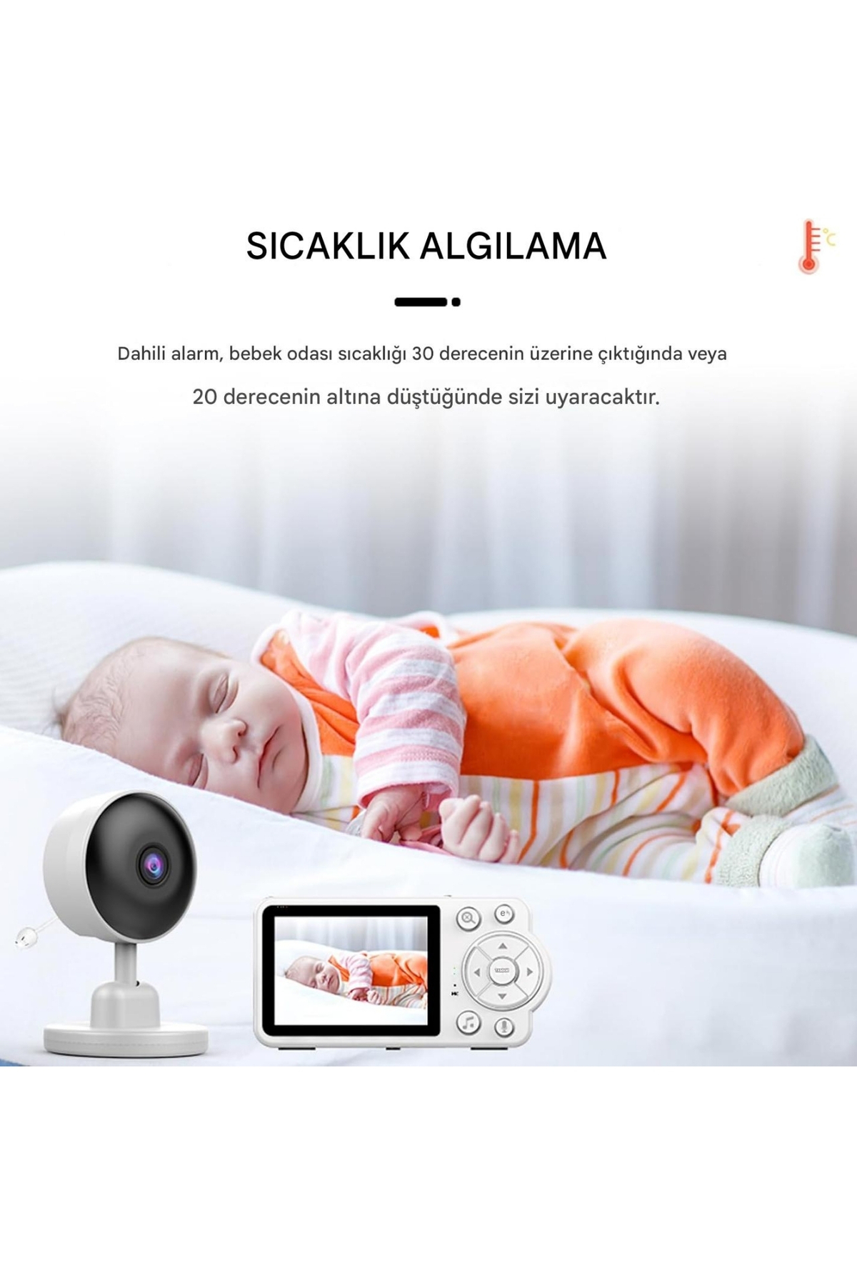 Wair Teknoloji Bebek Monitörü, Ağlama Algılama, 720P HD, Gece Görüşü, Bebek Güvenliği Video Monitörü, Çocuk Bakımı fotoğrafı 4 (önizleme)