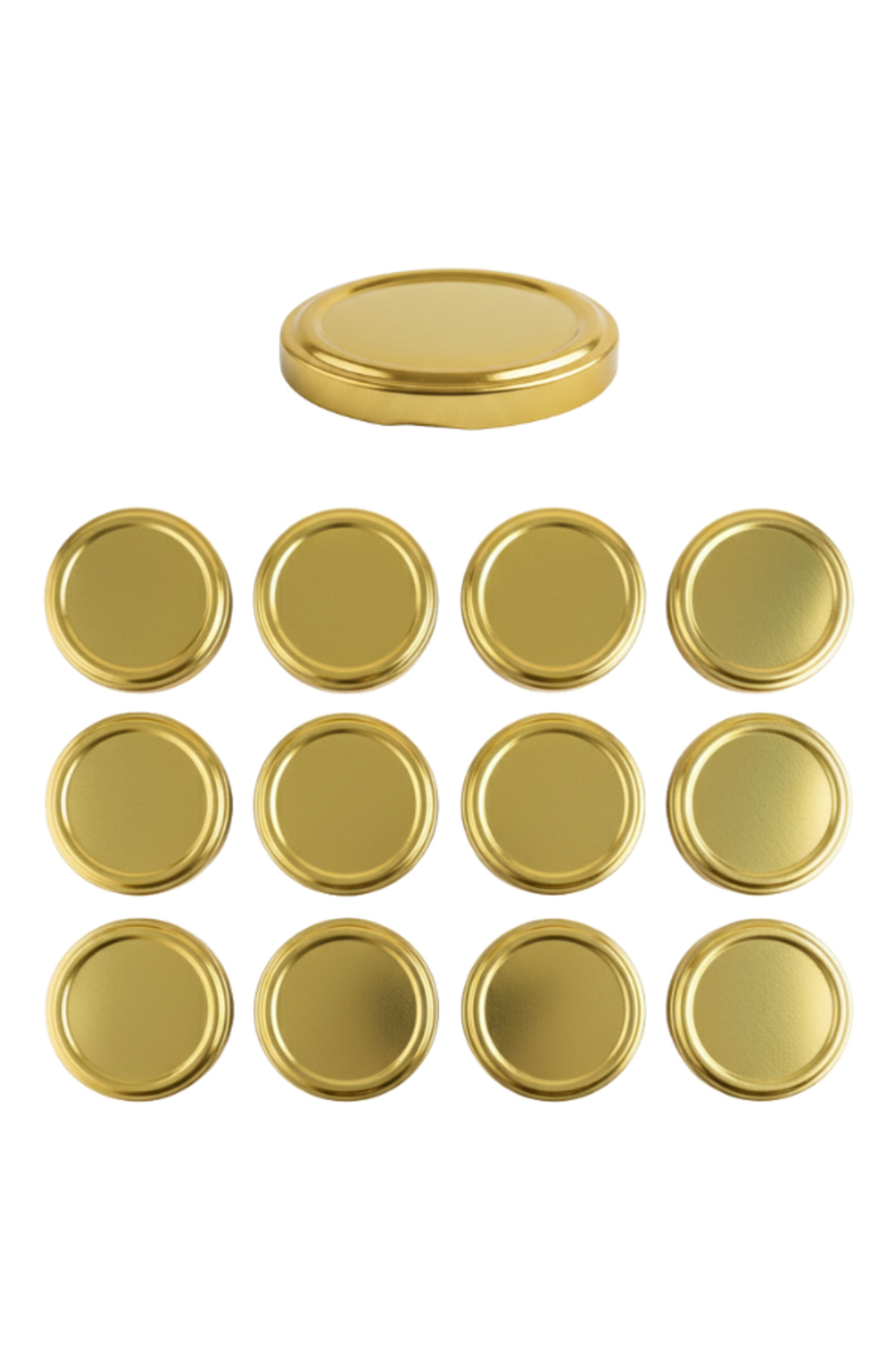 12 x Gold Jar Lids – 63 mm (compatible with 370 ml and 210 ml jars)