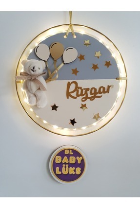 BL Baby Lüks Yuvarlak Led Işıklı Bebek Kapı süsü, Hastane Süsü, İsimlik, İsme...
