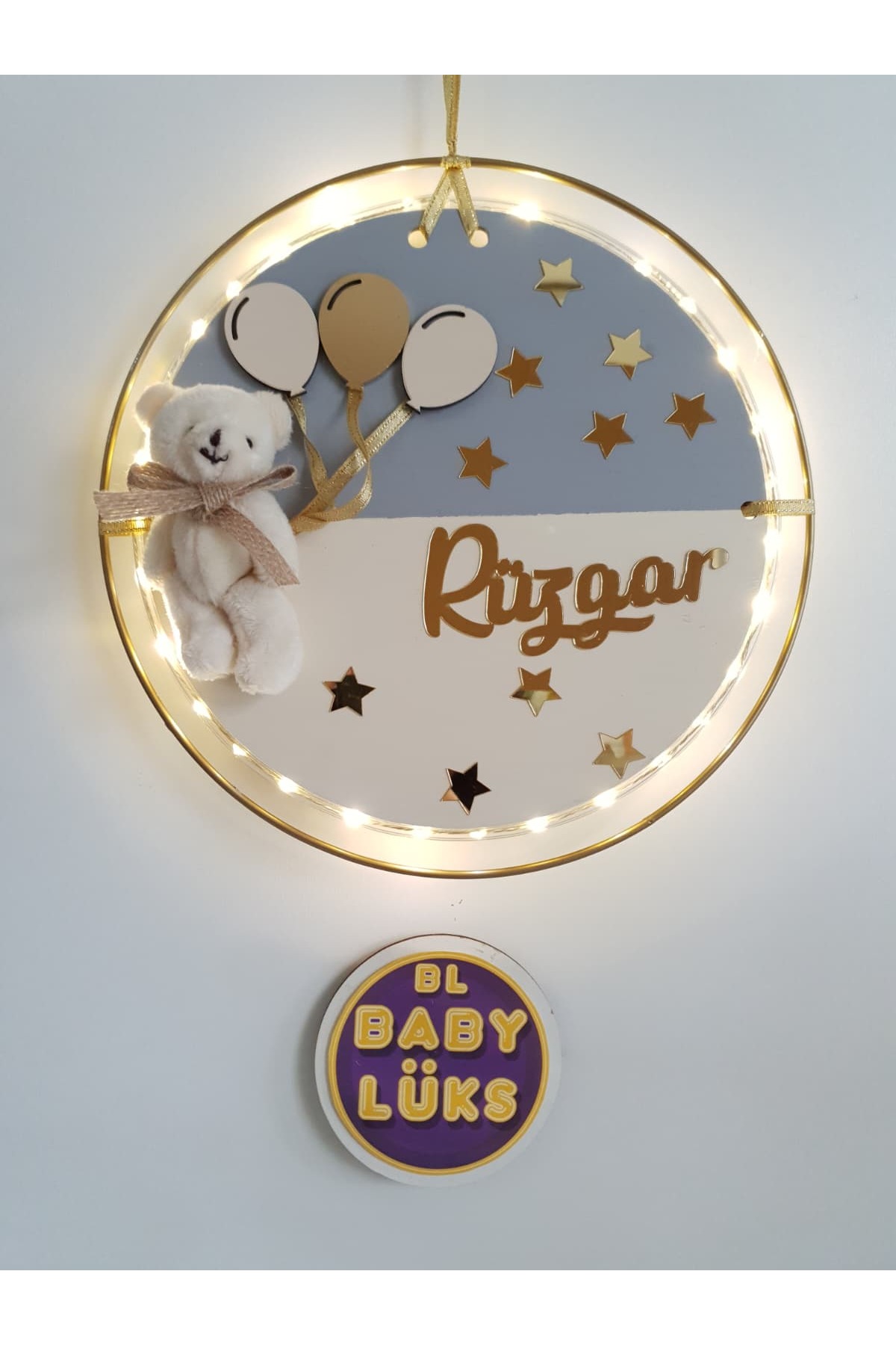 Round Led Lighted Baby Door Ornament, Hospital Ornament, Nameplate, Customized